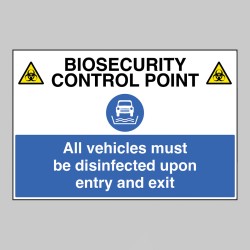 Biosecurity control point All vehicles must be disinfected upon entry and exit - Biosecurity control point All vehicles must be disinfected upon entry and exit -