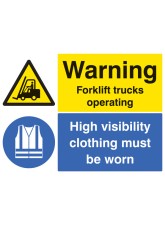 Warning - Forklift Trucks Operating - High Visibility Clothing Must be Worn