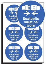 Seatbelts Must be Worn - Labels (Sheet of 6)