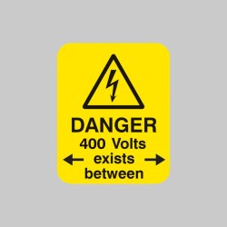 Danger - 400 Volts  Exists Between Labels - 