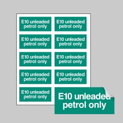E10 Unleaded Petrol Only - Labels - E10 Unleaded Petrol Only - Labels -