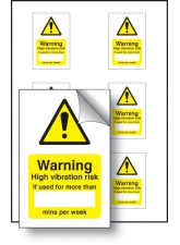 High Vibration Risk If Used - Labels (Sheet of 6)