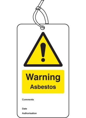 Warning - Asbestos - Double Sided Safety Tag (Pack of 10)