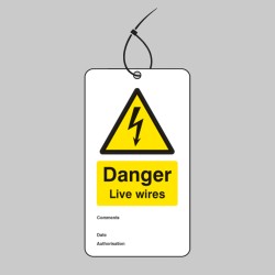 Danger - Live Wires - Double Sided Safety Tag - 