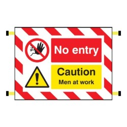 Door Screen Sign - No Entry Caution - Men At Work - 
