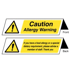 Food Allergy Notice - Double Sided Plastic Table Cards (Pack of 5) - 