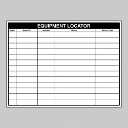 Equipment Locator - Dry Wipe Board - Equipment Locator - Dry Wipe Board -