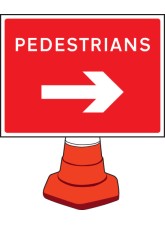 Pedestrians - Arrow Right - Cone Sign