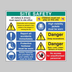 Report to Office - Construction Work - Report Accidents - Footwear - Helmets - No Children - Hi Vis - Excavations - Stop, Look, Listen - No Access - 