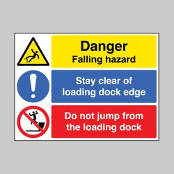Danger - Falling Hazard - Stay Clear of Loading Dock - Do Not Jump - Danger - Falling Hazard - Stay Clear of Loading Dock - Do Not Jump -