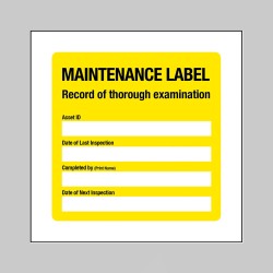 Maintenance Label - Record of Thorough Inspection - Maintenance Label - Record of Thorough Inspection -